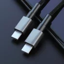 Technik Töltő-és Adatkábel Braided USB-C / USB-C 60W 20V 3A 1m Fekete