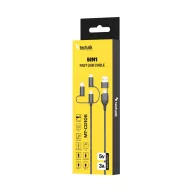   Technik Töltő-és Adatkábel Braided (5in1) USB-A/C to all 5V 3A 1,2m Fekete