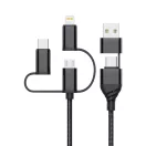 Technik Töltő-és Adatkábel Braided (5in1) USB-A/C to all 5V 3A 1,2m Fekete