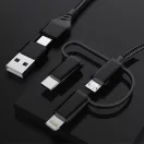 Technik Töltő-és Adatkábel Braided (5in1) USB-A/C to all 5V 3A 1,2m Fekete